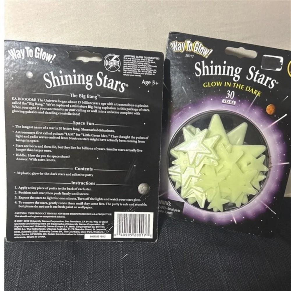 Way to Glow Shining Stars Glow in the Dark 30 Count Lot‎ of 2 New